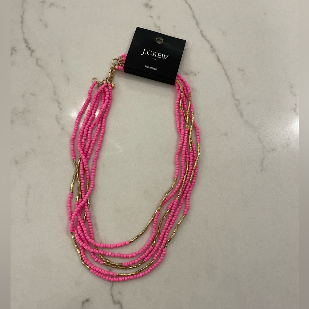 NWT J. Crew necklace pink and gold beads